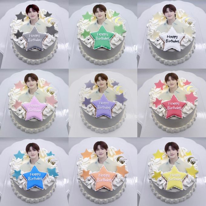 【選べる9色】星散り写真プリントケーキ｜9色から選べる｜推し活・本人不在の誕生日会 1