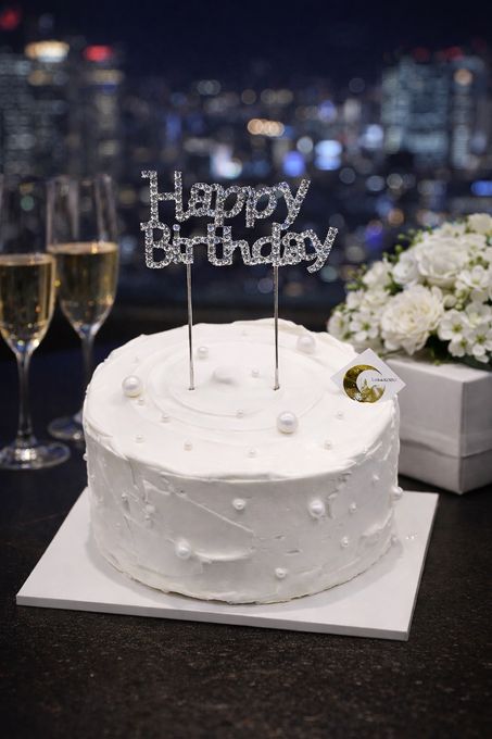 シンプルミルキーパールケーキ（ホワイト）｜誕生日・記念日・推し活対応｜写真映え◎ 3