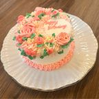 推し色  フラワーデコレーションケーキ  4号  冷凍 メッセージプレート選択 誕生日 母の日 アイドル 5