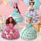 フリルデザイン／ミルキーブルー 選べるドレスデザイン プリンセスドールケーキ（6号ホール）― フリル／フラワー／ロゼット／グラデーション ―誕生日・記念日向け 手作りケーキ 2