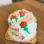 母の日 フラワー デコレーションケーキ 4号（2～4名様） 華やかなバタークリーム仕上げ｜メッセージカード対応｜冷凍配送 2