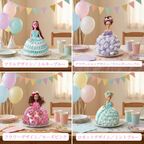 フリルデザイン／ミルキーブルー 選べるドレスデザイン プリンセスドールケーキ（6号ホール）― フリル／フラワー／ロゼット／グラデーション ―誕生日・記念日向け 手作りケーキ 6