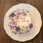 推し色  フラワーデコレーションケーキ  4号  冷凍 メッセージプレート選択 誕生日 母の日 アイドル 8