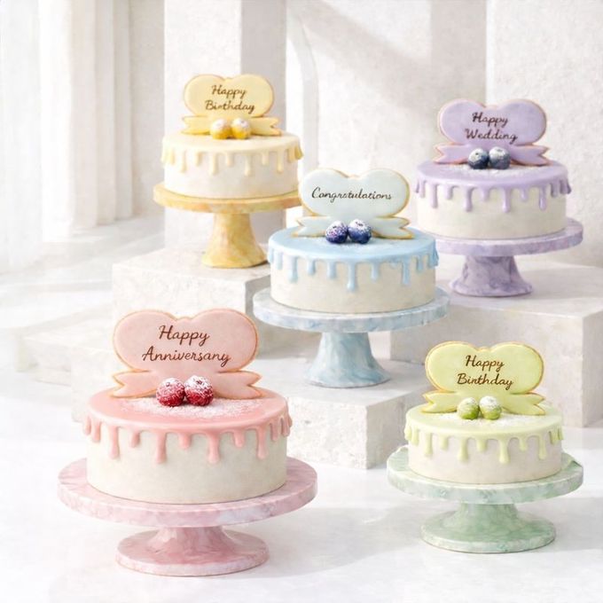 【5色カラバリ】リボンモチーフのパステルドリップケーキ 2