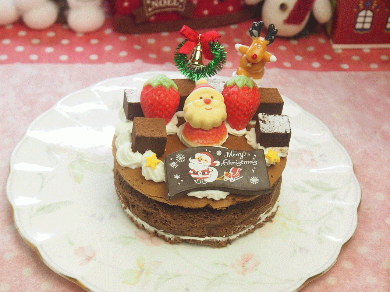  クリスマス 生チョコ飾りガトーショコラ４号 無料メッセージカードを選べます。2025クリスマス