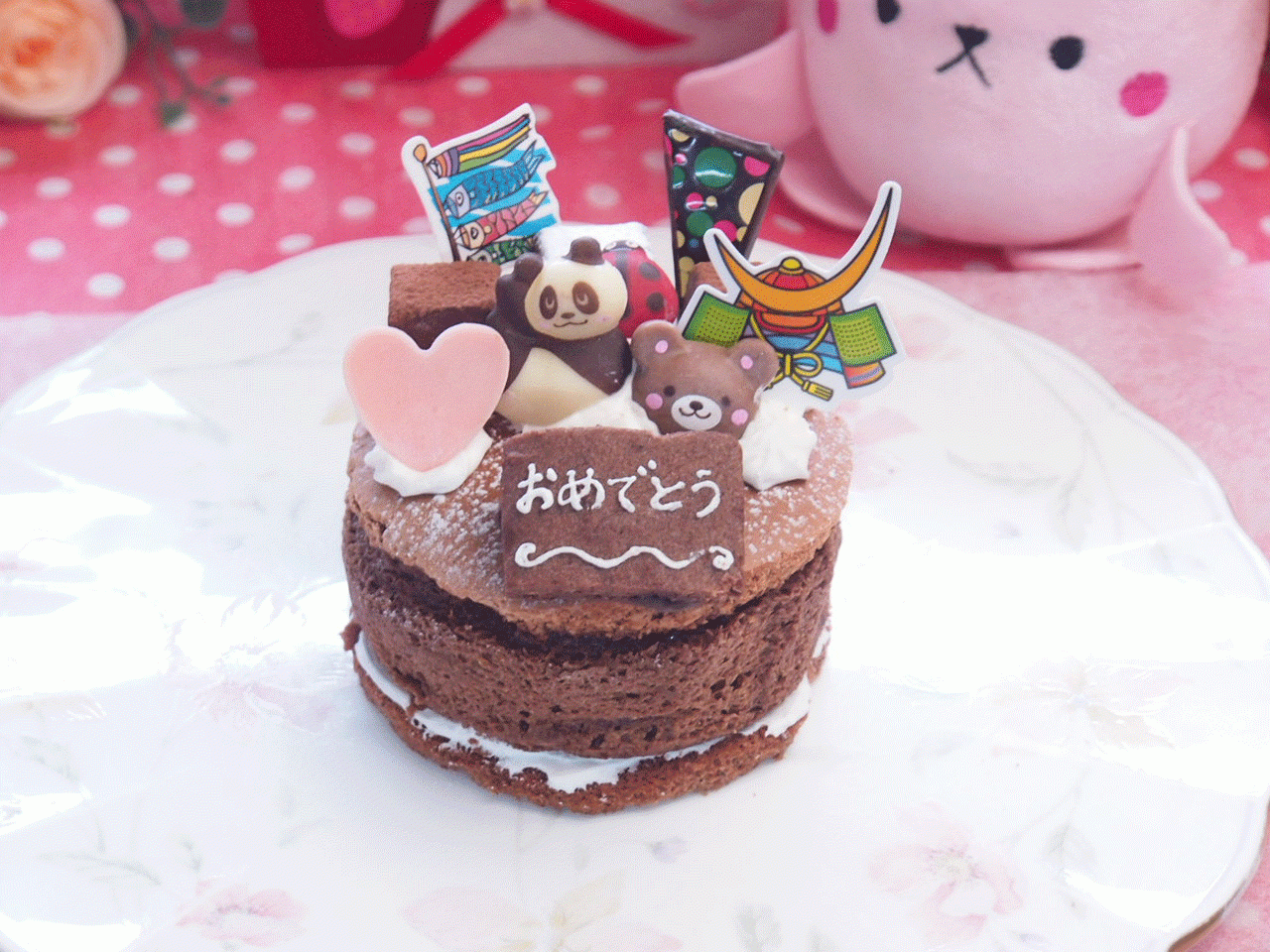 動物達と生チョコのガトーショコラ 3号9cm  無料メッセージカード選べます。こどもの日2026