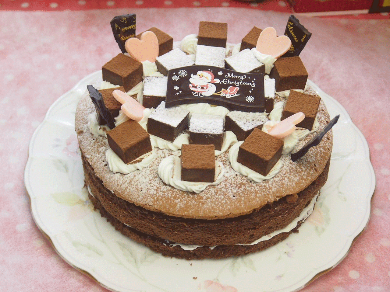 生チョコ飾り魅惑のガトーショコラ 6号 18cm 無料メッセージカード選べます。2025クリスマス 8