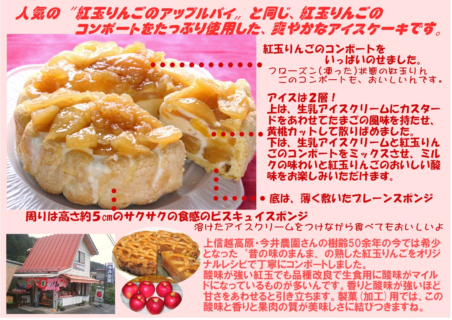 生乳アイスクリーム紅玉りんごアイスケーキ説明 2