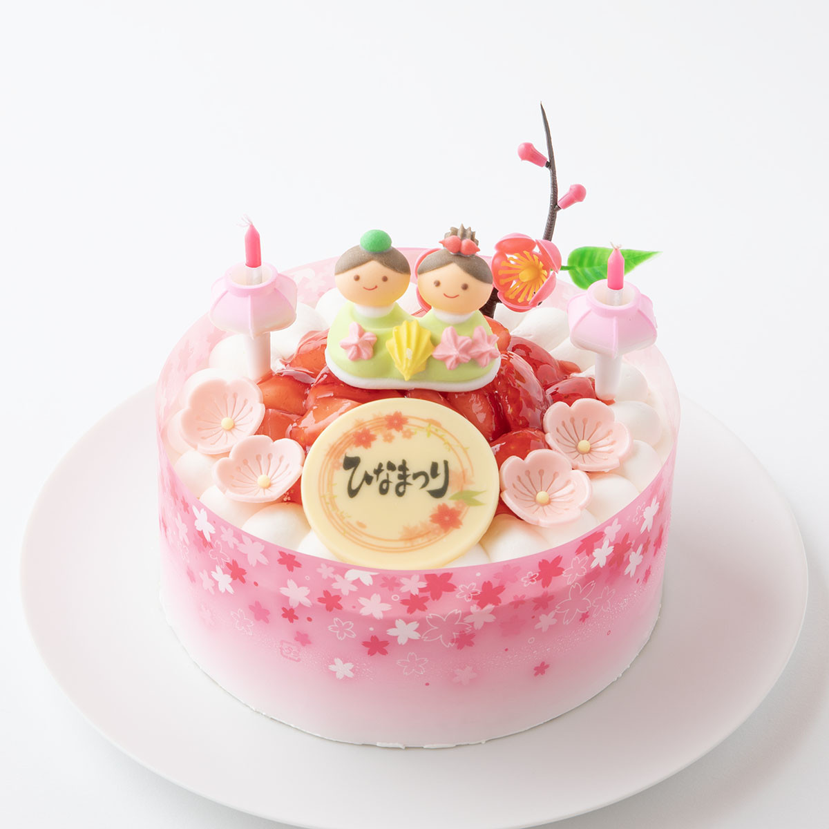 ひなまつり お雛様付き卵アレルギー対応苺の生クリームケーキ5号