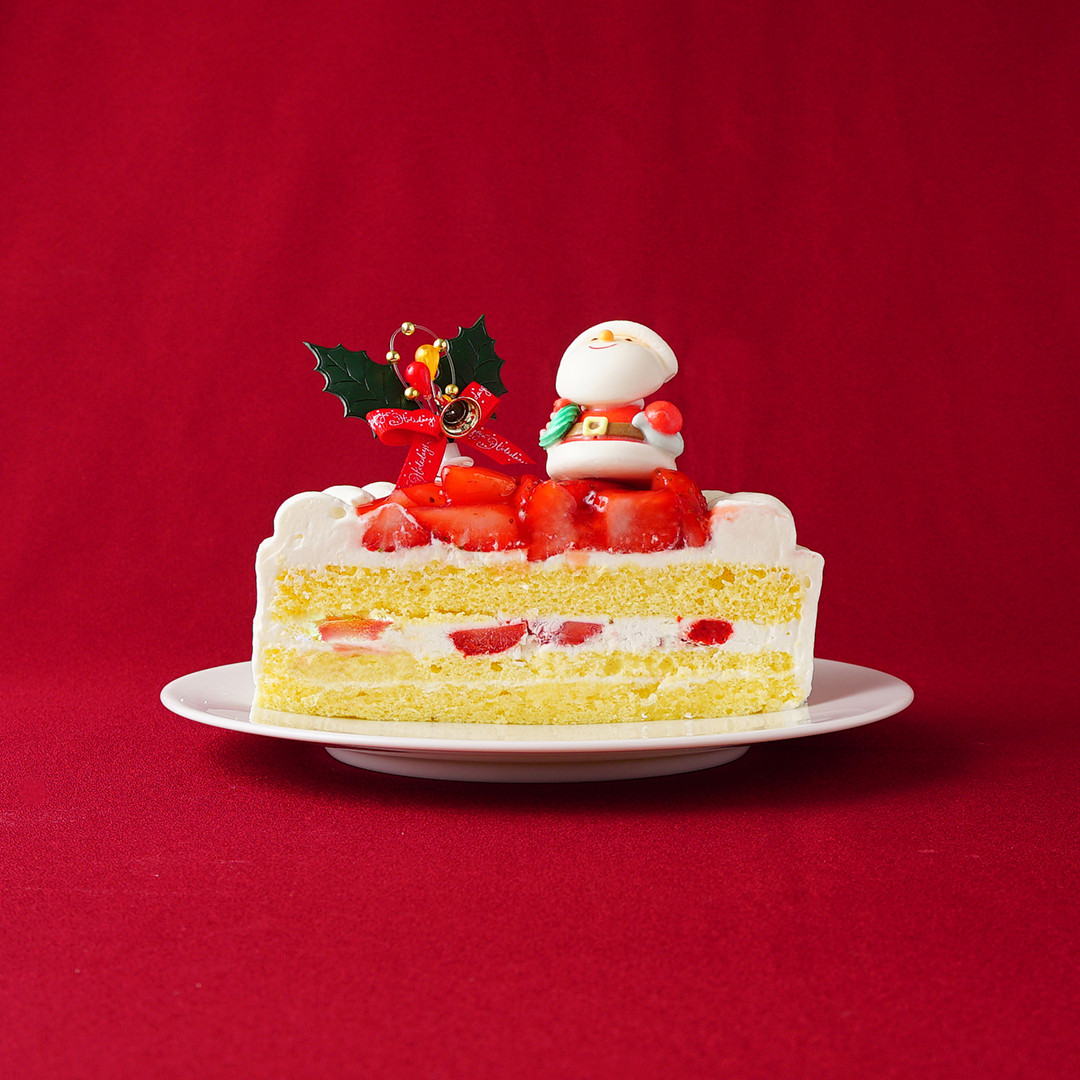☆ミニチュア 1/12 クリスマス2段ケーキ/ドールハウス 粘土 お菓子 苺 