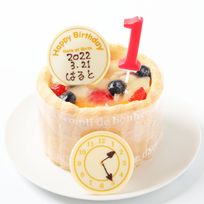 Birth time付き 3号 豆乳クリームのファーストバースデーケーキ