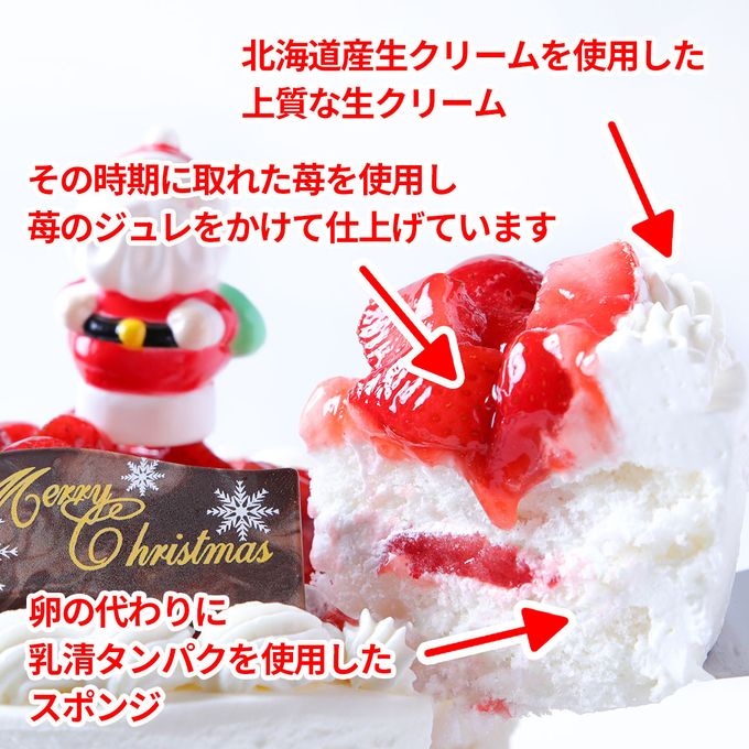 卵除去 卵を使用していないXmasケーキ 4号 12cm プラスチックサンタ クリスマス2024 3