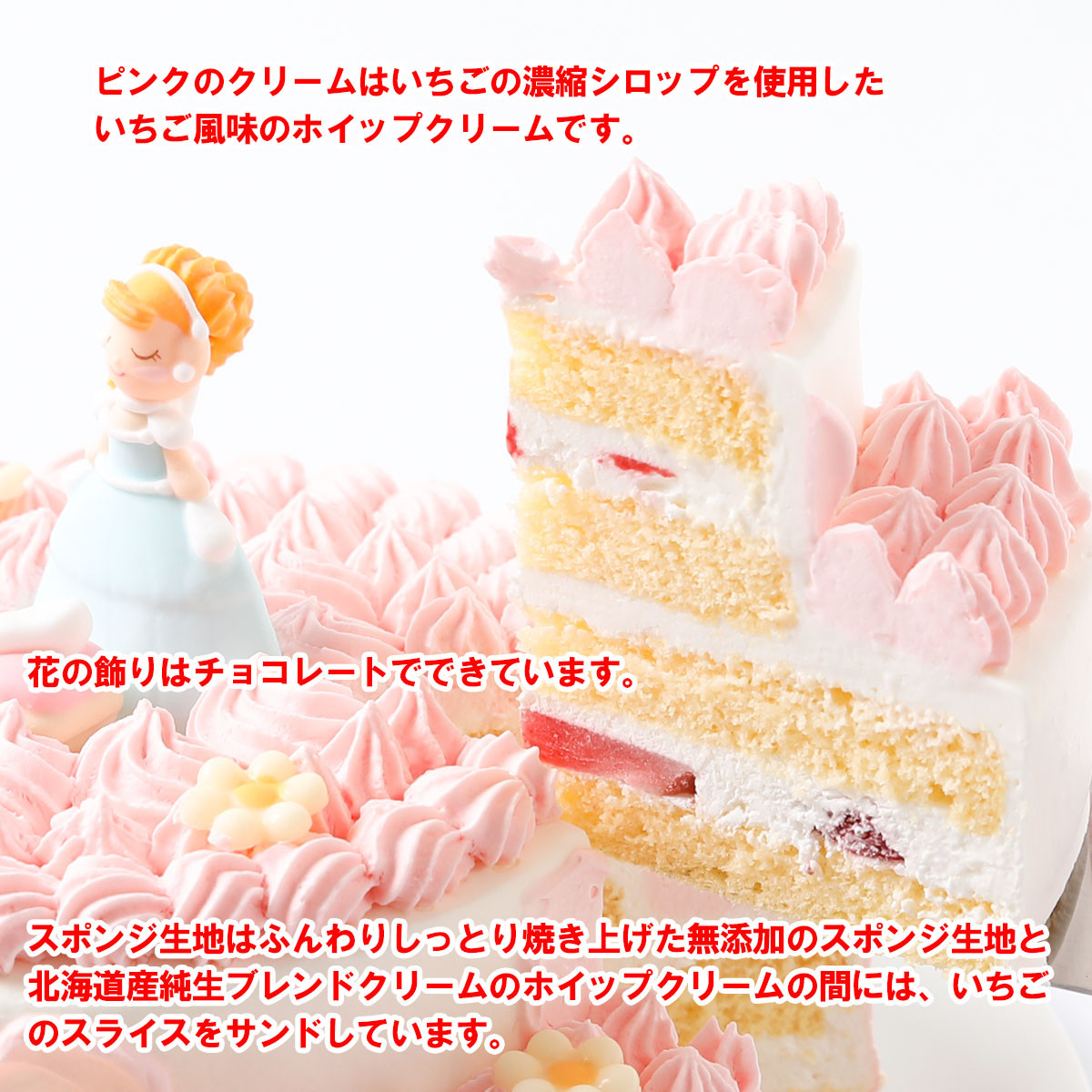 2段苺クリームデコレーションケーキ ブルードレス 5号×7号（サンタ