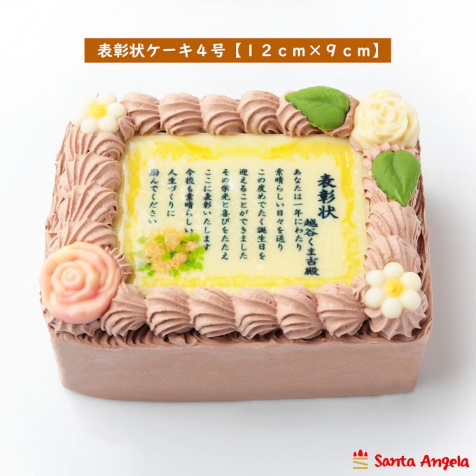 感謝状ケーキ 12×9cmチョコ生クリーム  1