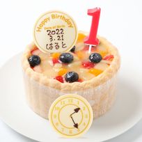 Birth time付き 4号 豆乳クリームのファーストバースデーケーキ