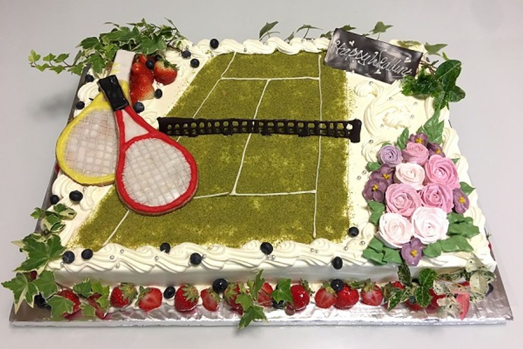 テニスのウェディングケーキ 25x35cm 1