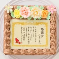 感謝状（メッセージ）生チョコケーキ  約15cmx約14cm 高さ約7cm 