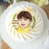 わが子が主役！！似顔絵引き立つシンプルショートケーキ☆ 6号【ベビー＆キッズ】