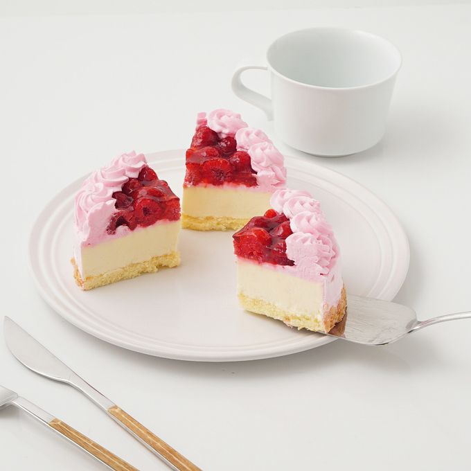 【カットタイプ】木苺レアチーズケーキ ピンク 4号 12cm 5