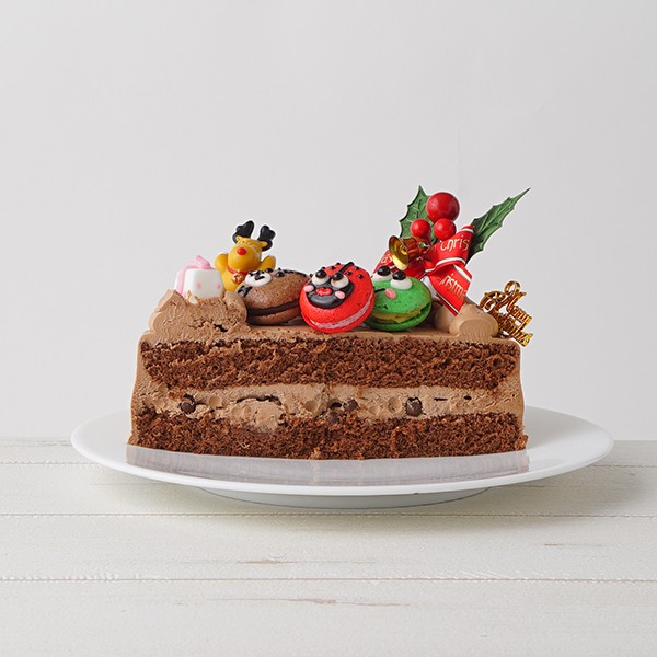 動物マカロンのチョコ生クリームXmas 動物マカロン6個付き 5号 15cm 5