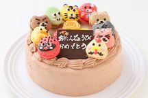 動物マカロンチョコ生ケーキ 3個付き  5号 15cm 5