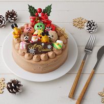 動物マカロンのチョコ生クリームXmas 動物マカロン6個付き 5号 15cm