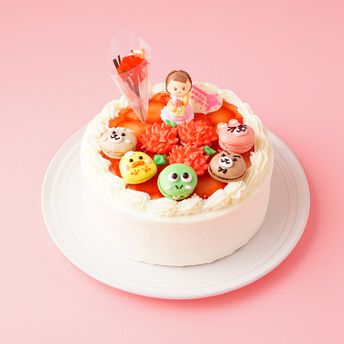 動物マカロン付きの生デコ