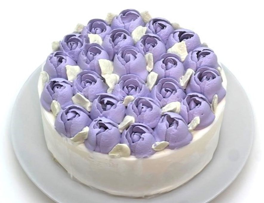 紫のフラワーデコレーションケーキ 5号 15cm 母の日父の日2024 1