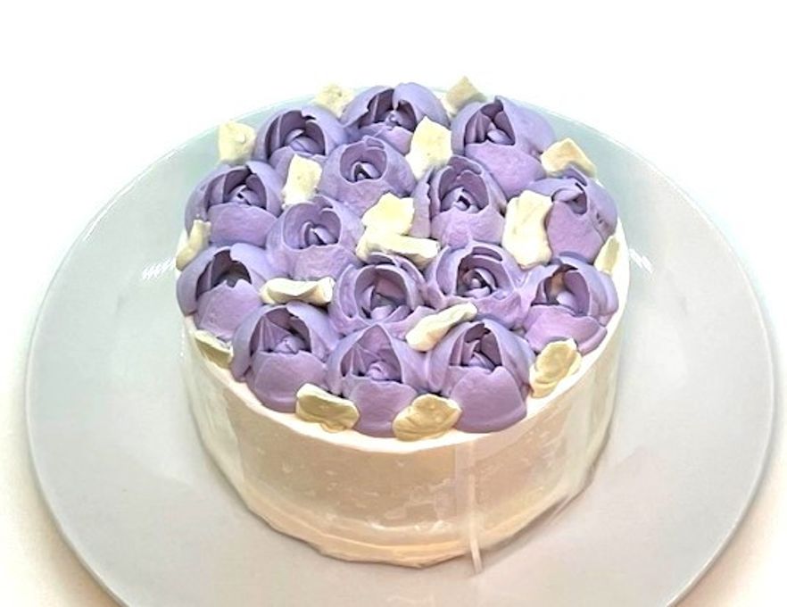 紫のフラワーデコレーションケーキ 4号 12cm 母の日父の日2024 1