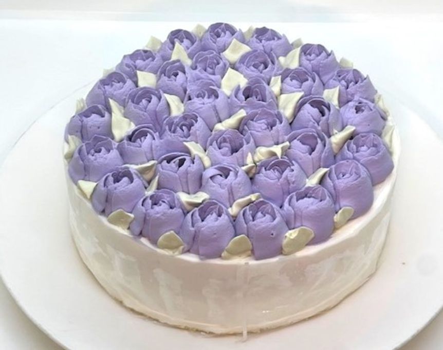 紫のフラワーデコレーションケーキ 7号 21cm 母の日父の日2024 1