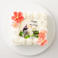 お花の色が選べる！お花の写真ケーキ 5号 15cm×15cm 