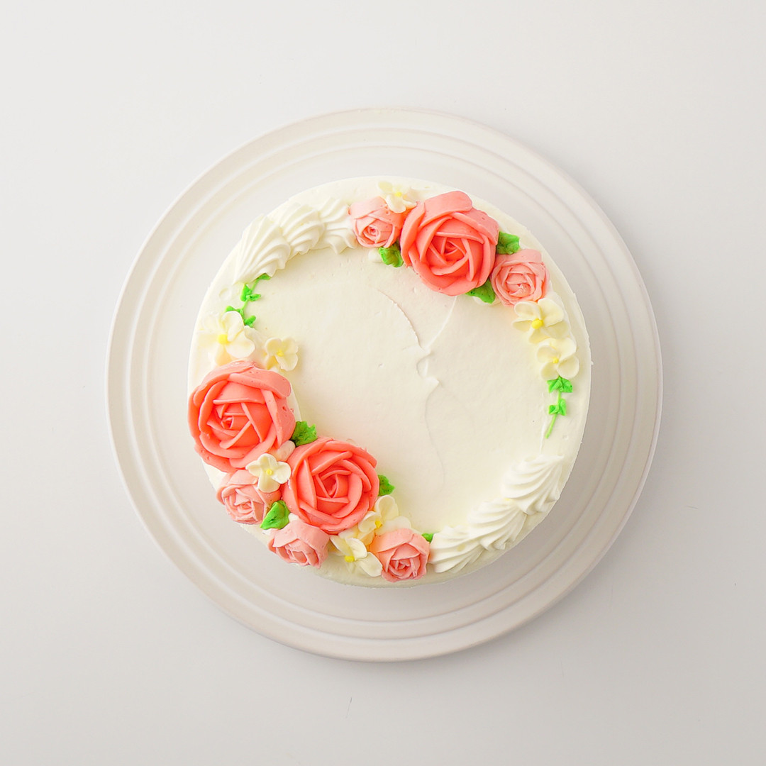 フラワー苺ショート 選べるアイシングクッキーケーキ 4号 （THE