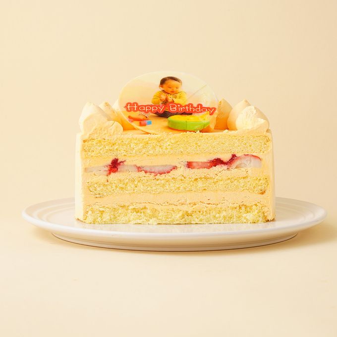 人参クリーム フォトケーキ アイシングクッキー写真ケーキ ファーストバースデー（クマ） 3号 9cm 4