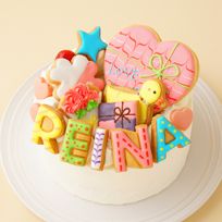 【体に優しいヨーグルトクリーム】【文字付き】選べるアイシングクッキー ファーストバースデー 爽やかで脂肪分も抑えて体に優しい商品に仕上がりました 3号 9cm