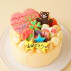 人参クリーム 選べるアイシングクッキーケーキ【当日配送OK】ファーストバースデー 5号 15cm 1