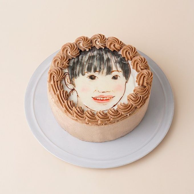生チョコ苺ショート 似顔絵アイシングクッキーケーキ イラストケーキ 5号 ギフトに最適 5