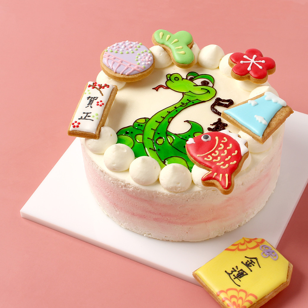 純生苺ショート お年賀干支アイシングクッキーケーキ イラスト 純生苺ショート お年賀干支アイシングクッキーケーキ イラスト