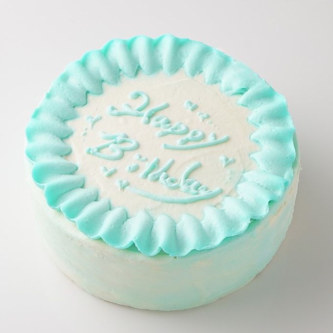 【美味宣言】名前付き選べるアイシングクッキー 生クリーム絞り飾り センイルケーキ（青） クリームカラーは5色から選べます 6号 2