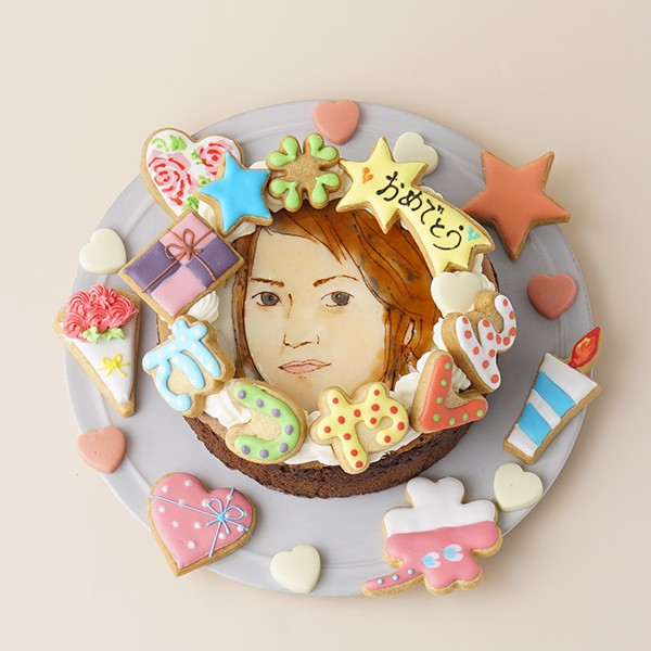 とろけるクラシックショコラ 似顔絵ケーキ アイシングクッキーケーキ イラストケーキ 5号 ギフトに最適（THE NICOLE） | Cake.jp