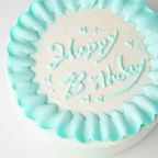 【美味宣言】名前付き選べるアイシングクッキー 生クリーム絞り飾り センイルケーキ（青） クリームカラーは5色から選べます 6号 6