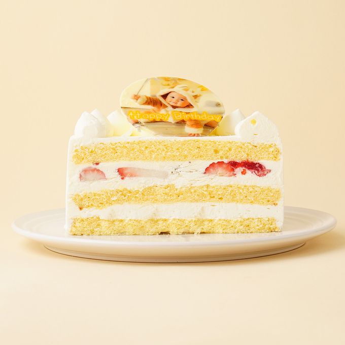 ヨーグルトクリーム フォトケーキ アイシングクッキー写真ケーキ ファーストバースデー（ひよこ） 4号 12cm 4