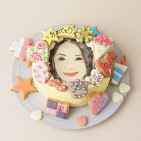 なめらか半熟スフレチーズケーキ 似顔絵アイシングクッキーケーキ イラストケーキ 5号 ギフトに最適
