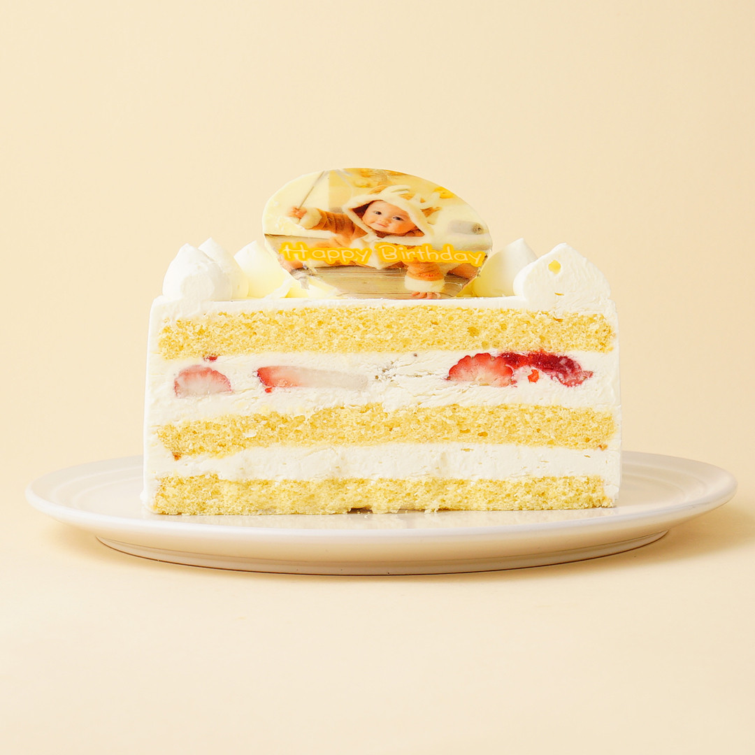 ヨーグルトクリーム フォトケーキ アイシングクッキー写真ケーキ ファーストバースデー（ひよこ） 3号 9cm 4