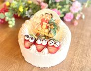 純生苺ショート 写真ケーキ フォトケーキデコレーション 6号 18cm 【オプション選択でオリジナルデザインに！】【お好きなイラストも人気です】 1
