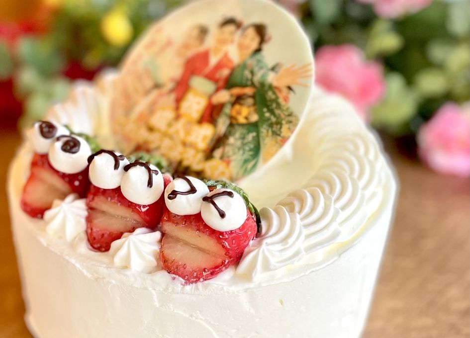 純生苺ショート 写真ケーキ フォトケーキデコレーション 6号 18cm 【オプション選択でオリジナルデザインに！】【お好きなイラストも人気です】 2