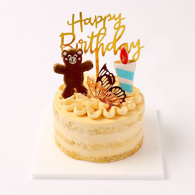 人参クリーム 低甘味低脂肪で体に優しい  ネイキッドエレガントケーキ 選べるアイシング【当日配送OK】ファーストバースデー 4号 12cm スマッシュケーキとしても最適！ 1