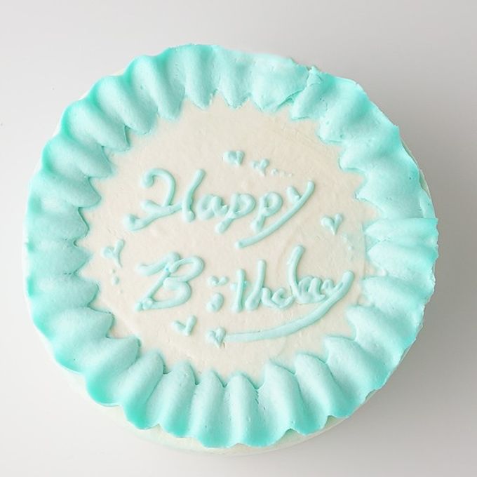 【美味宣言】名前付き選べるアイシングクッキー 生クリーム絞り飾り センイルケーキ（青） クリームカラーは5色から選べます 5号 9