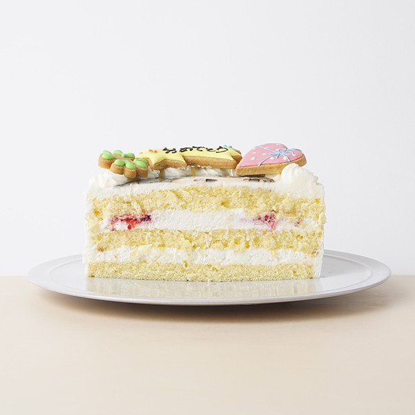 純生苺ショート アイシングクッキーケーキ イラストケーキ 4号 ギフトに最適 4