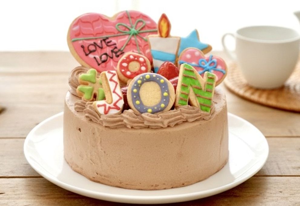 生チョコ苺ショート Lovelyアイシングデコレーション 文字入りアイシング 4号 12cm （お得なアイシングセットです）  1