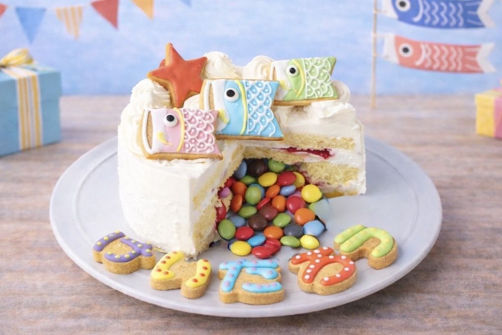 【2度笑顔と楽しめる】 鯉のぼり サプライズギミック アイシングケーキ 4号 12cm   こどもの日2026 1